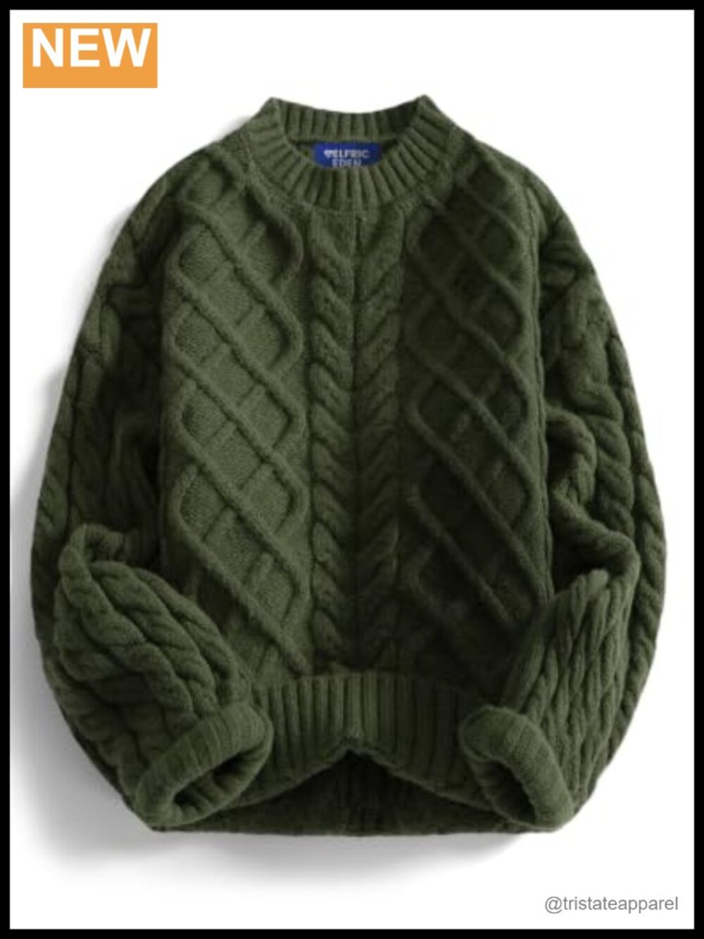 Oversized Cable Knit Sweater Crewneck Pullover Chunky